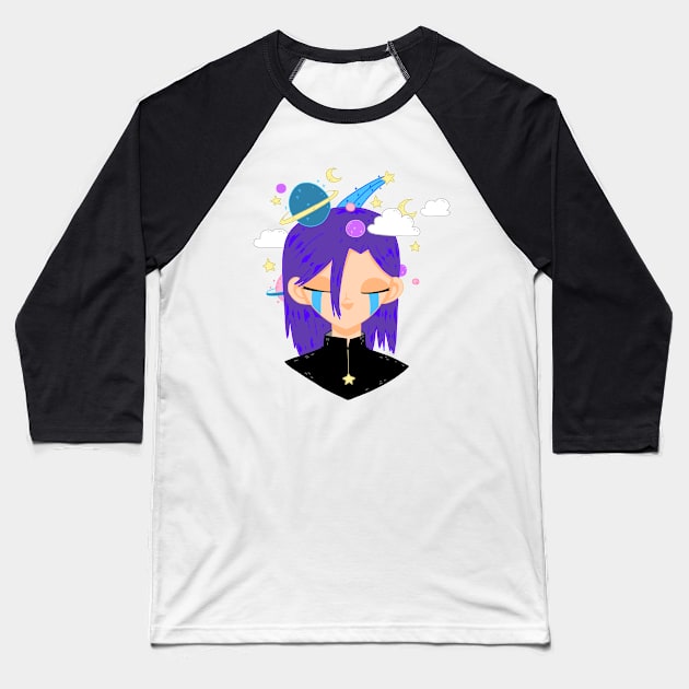 Dreaming Of The Stars Baseball T-Shirt by TheLuckyAxolotl